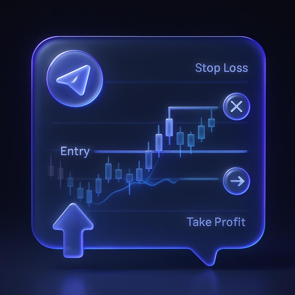 Screenshot example of a Telegram scalping signal with entry, stop loss, and take profit levels clearly marked