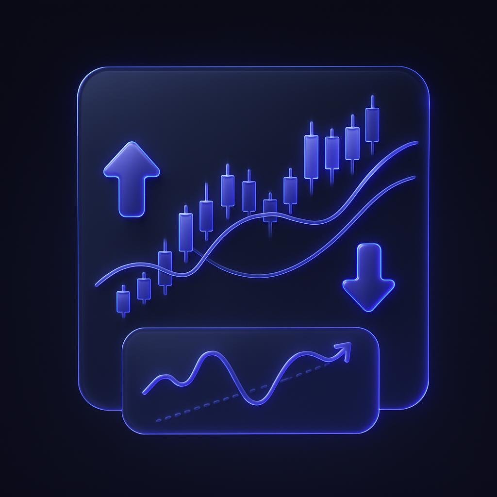 Visual diagram showing swing trading signals with technical indicators like Moving Average crossovers and RSI divergences