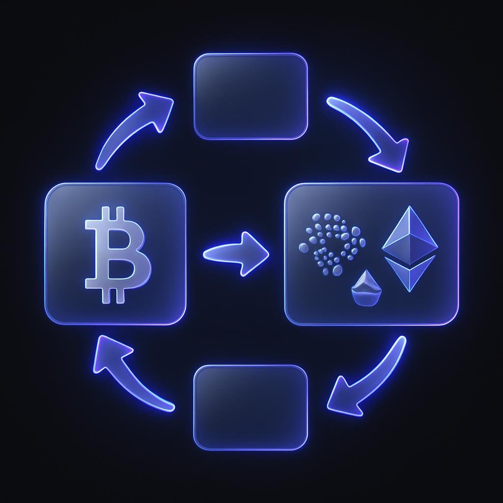 Visual flowchart illustrating the 5-step market rotation sequence from Bitcoin to altcoins