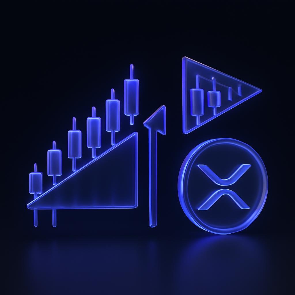 XRP Price Forecast 2025: Comprehensive Ripple Analysis and Market Predictions Candlestick chart patterns including ascending triangles and bull pennants for XRP