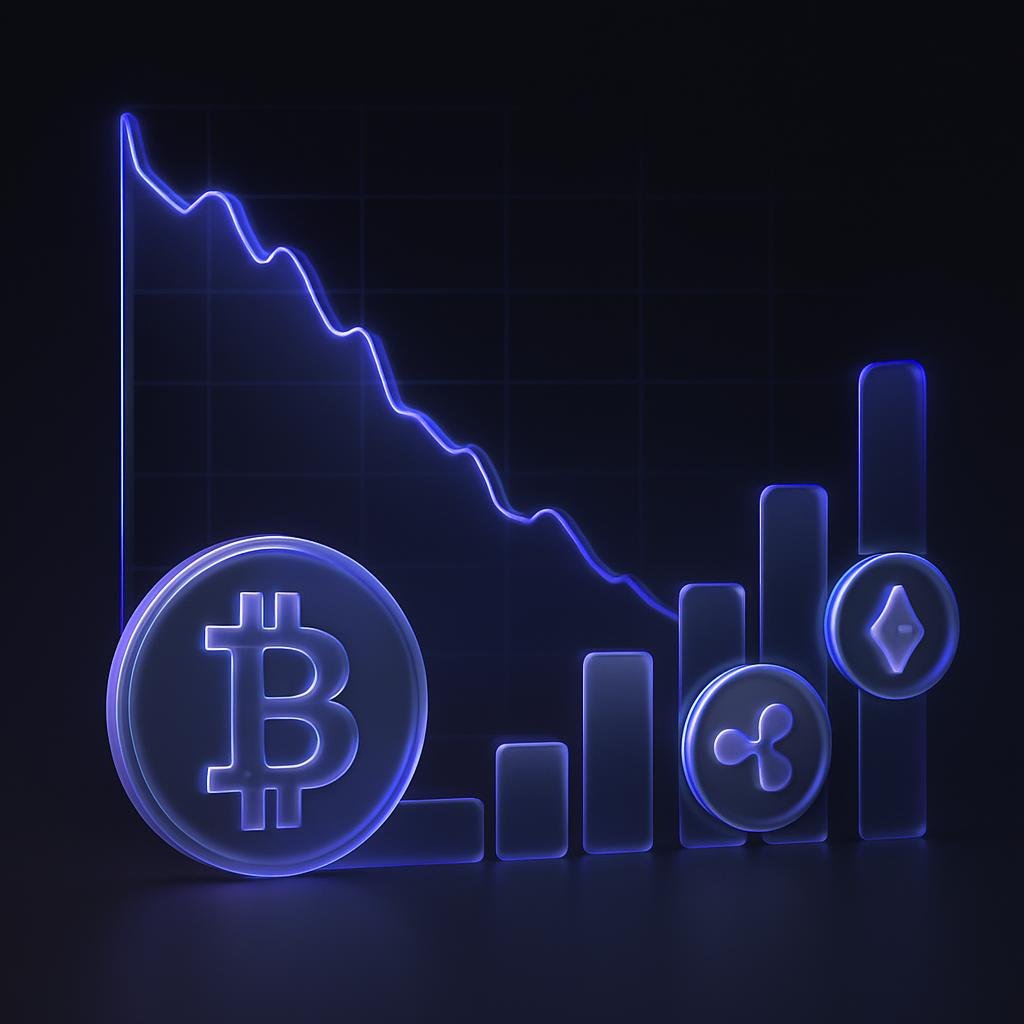 Chart showing Bitcoin dominance decline during 2017-2018 alt season with price movements of major altcoins