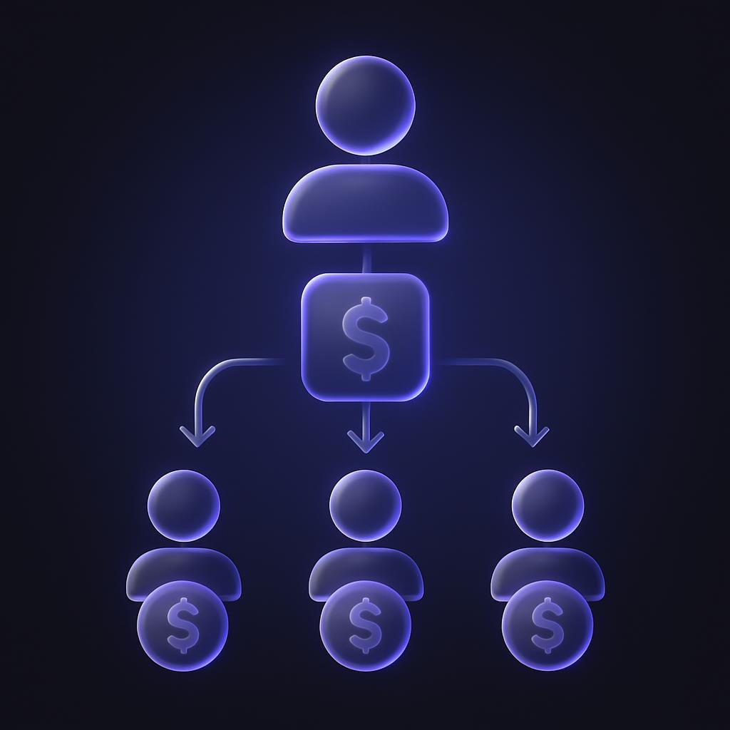 Diagram showing the multi-tier commission structure.