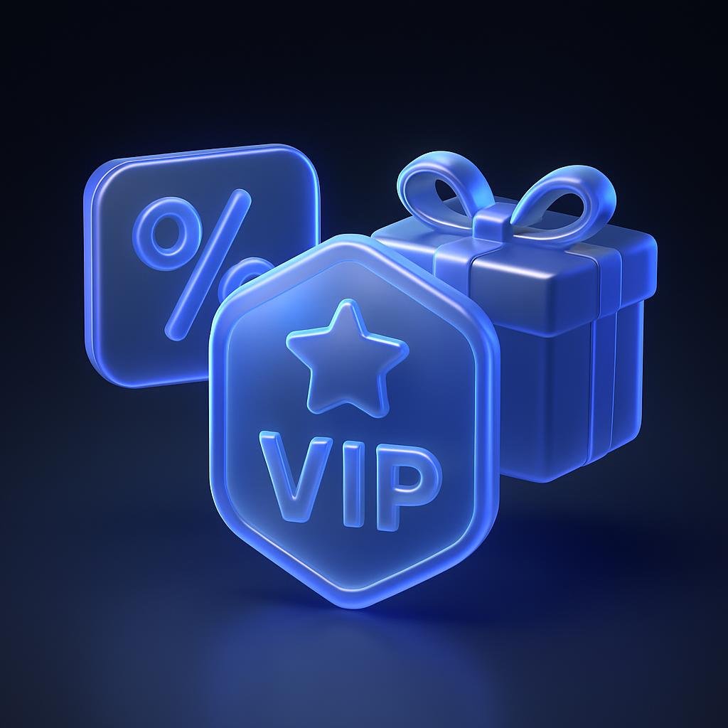 Visual representation of VIP benefits, such as fee discounts and blind box gifts