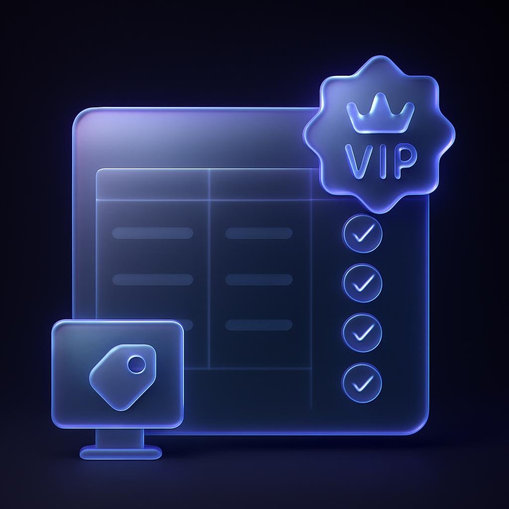 Image of the benefits table highlighting VIP exclusive offers.