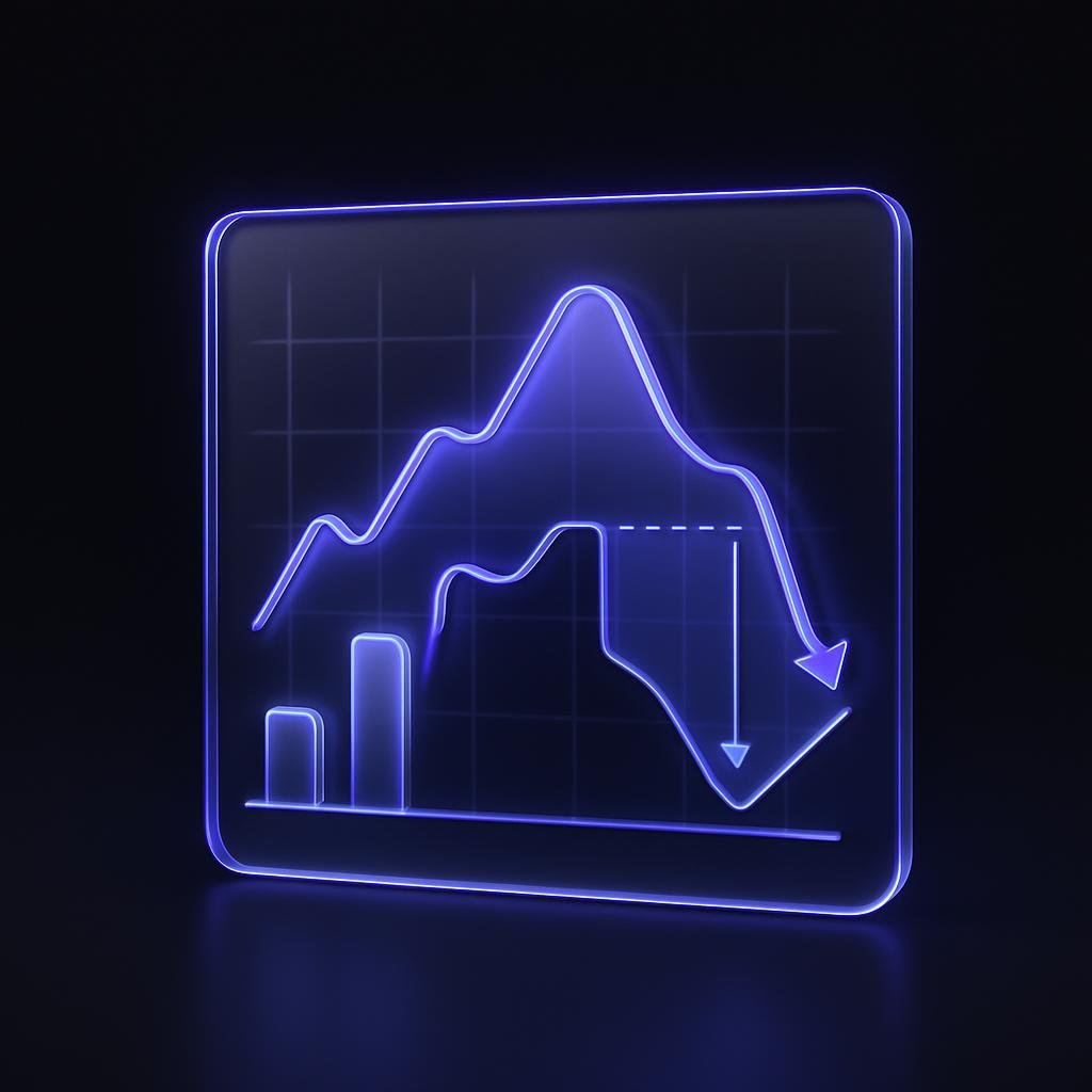 Illustration of a drawdown graph showing peak to trough equity reduction.