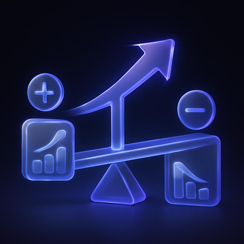 Diagram showing the impact of leverage on potential gains and losses.