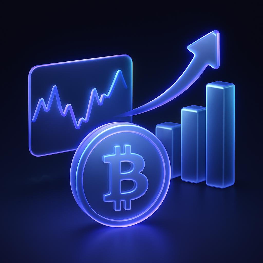 Illustration of market volatility and Bitcoin price surge in 2025.