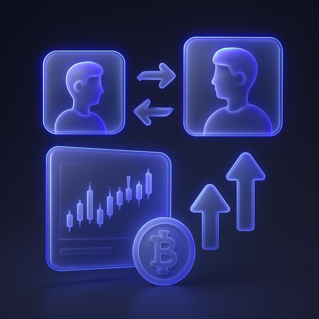 Diagram showing how copy trading works in crypto.