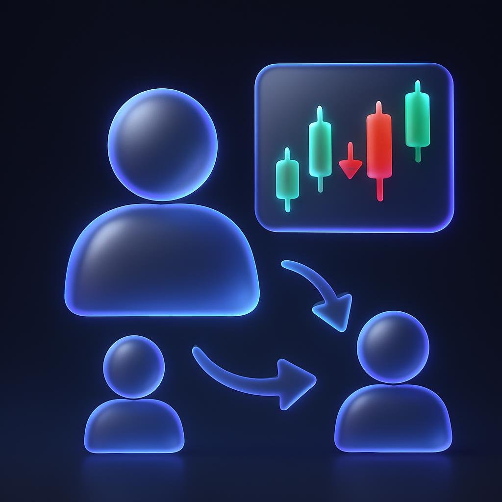 Visual representation of how copy trading works.