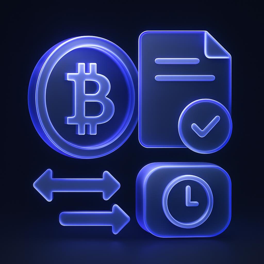Diagram illustrating how BTC futures work, including the concept of settling contracts at a future date.