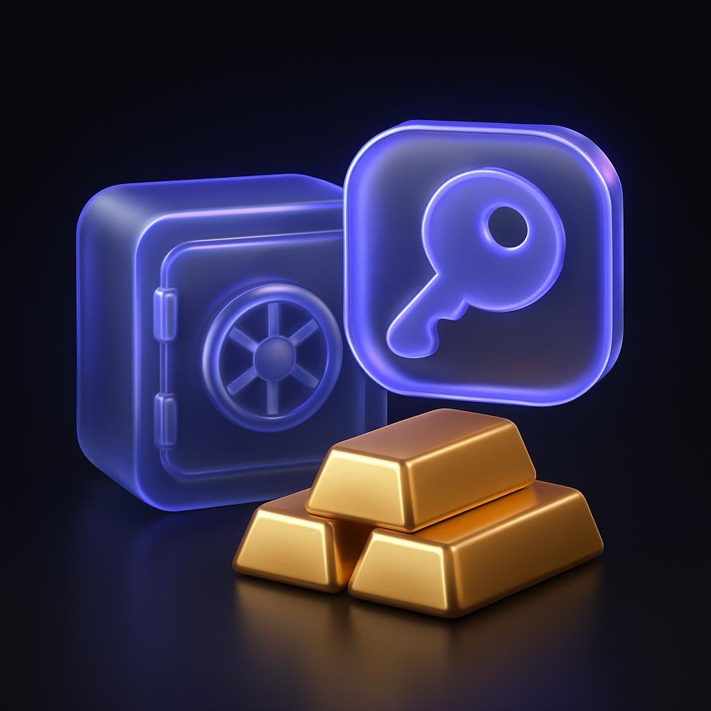 Illustrate the concept of XAUT representing ownership of physical gold stored in a secure vault.