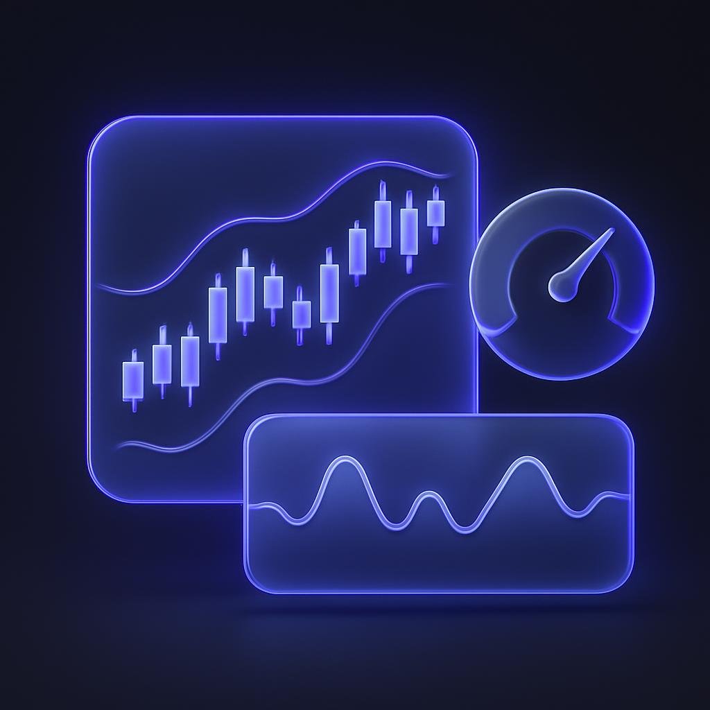 Visual representation of technical analysis tools like RSI and Bollinger Bands.