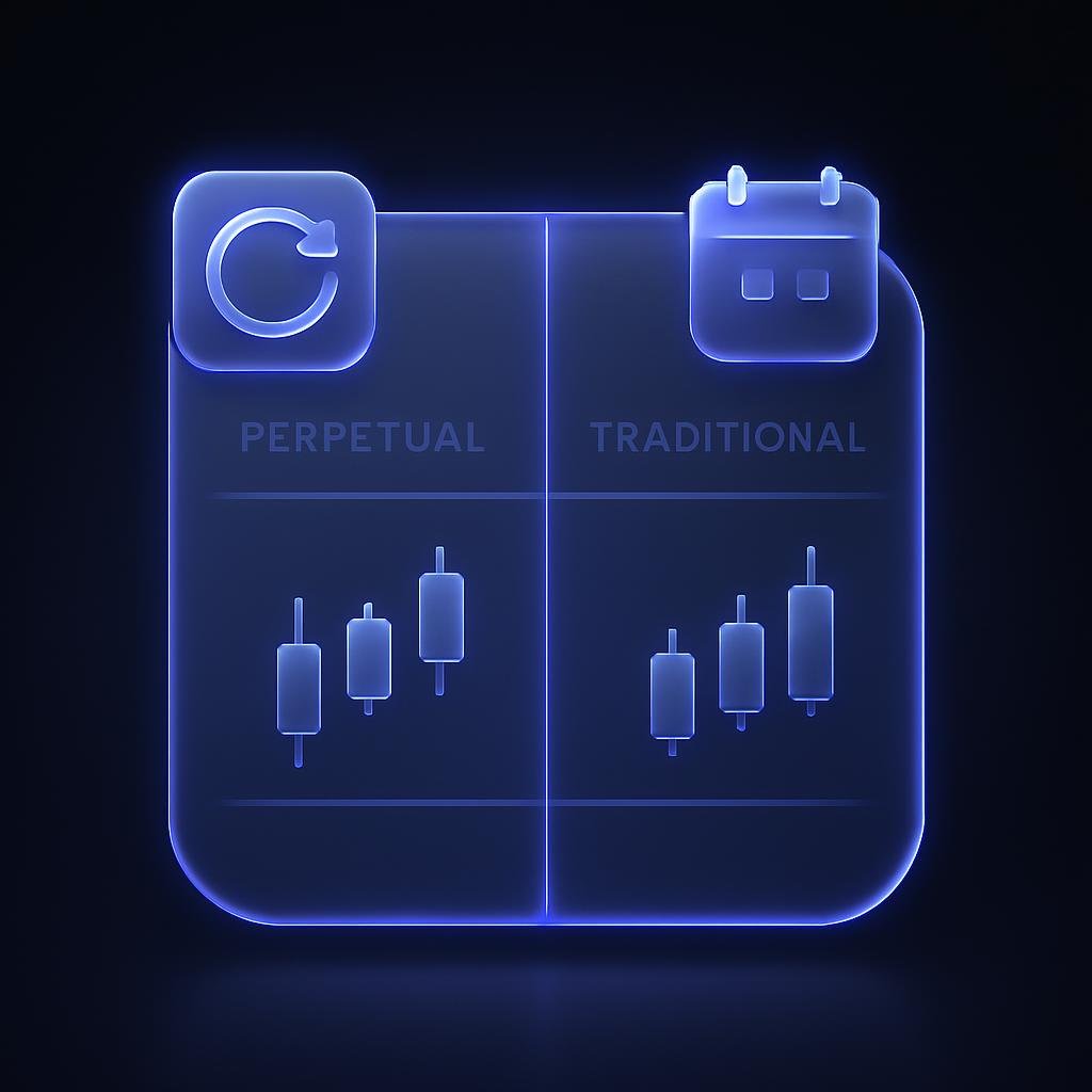 Comparison chart highlighting key differences between perpetual and traditional futures