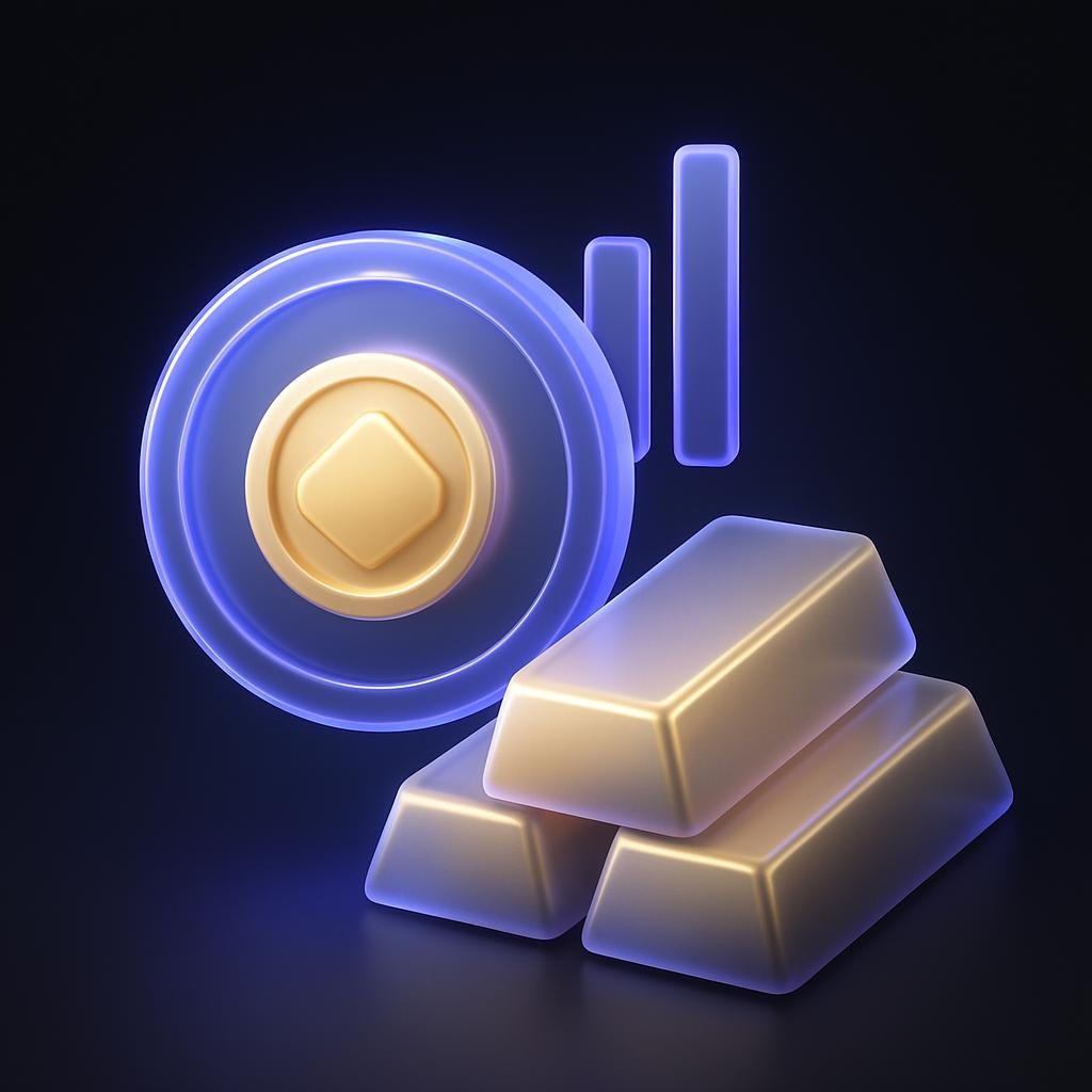 Illustrate tokenized gold concept with a visual representation of digital and physical gold.