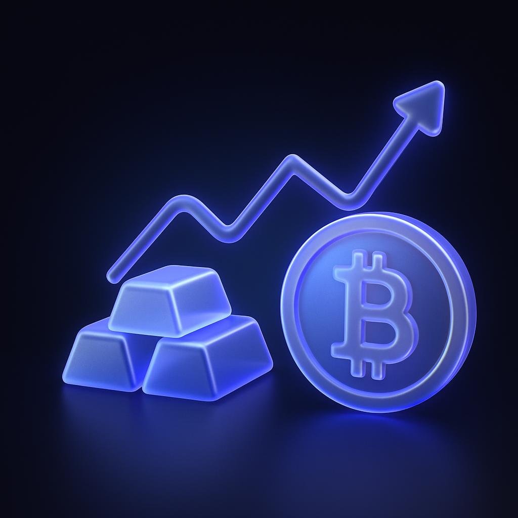 Diagram showing the correlation between gold and cryptocurrency.