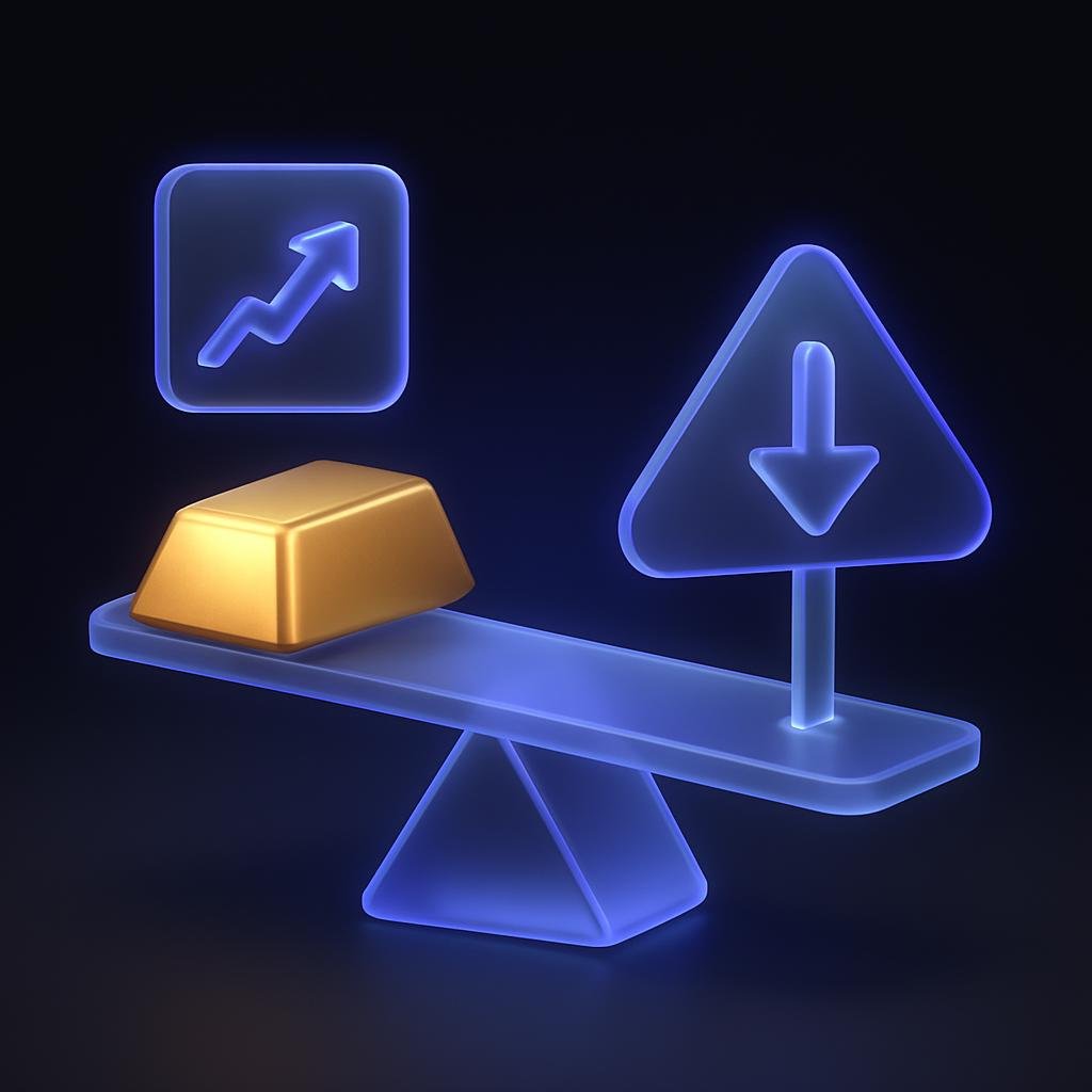 Illustration of leveraged gold trading, showing potential gains and risks.