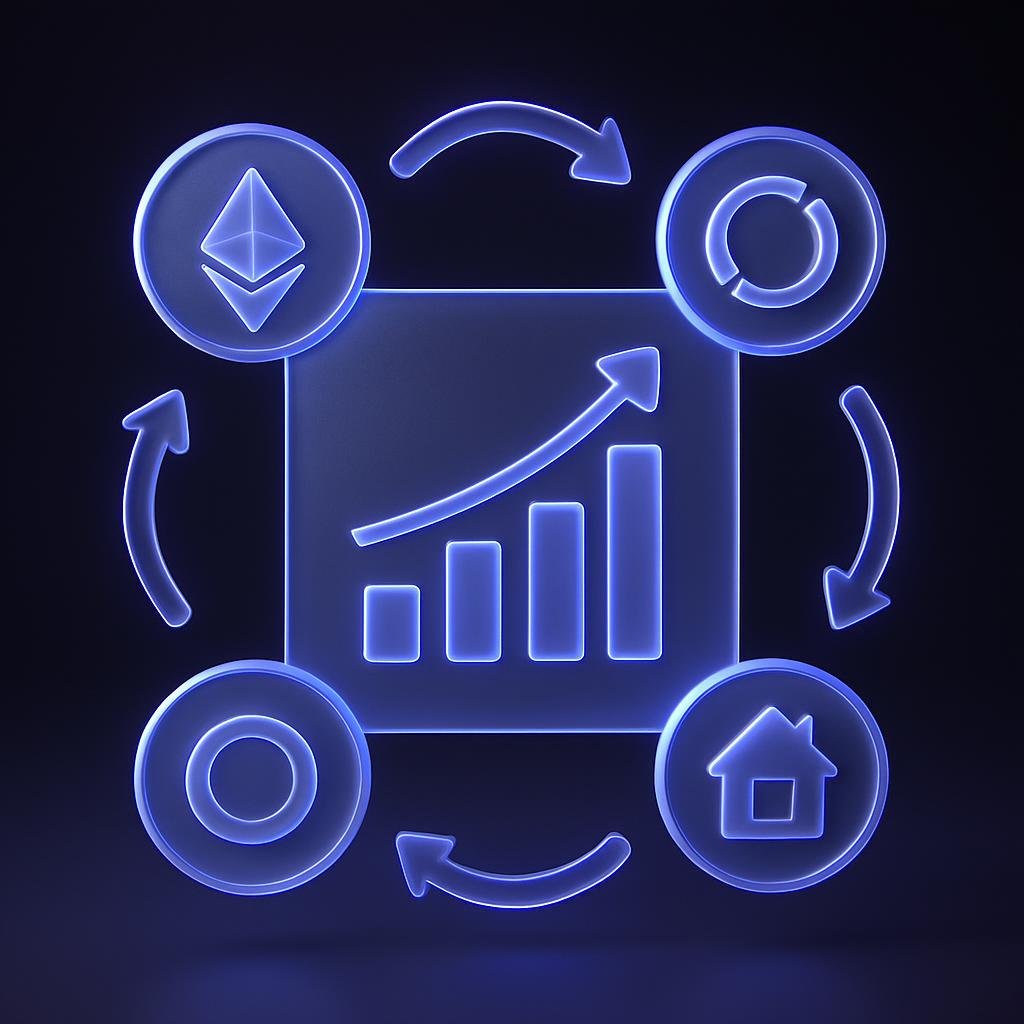 Show a diagram of diversification strategy with various altcoins and assets.