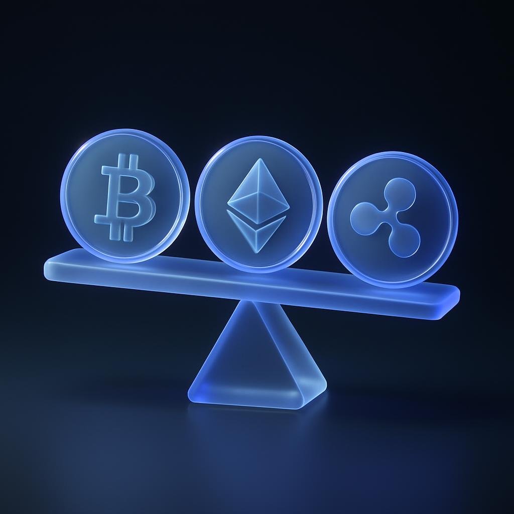 Visual representation of how different cryptocurrencies can balance each other in a portfolio.