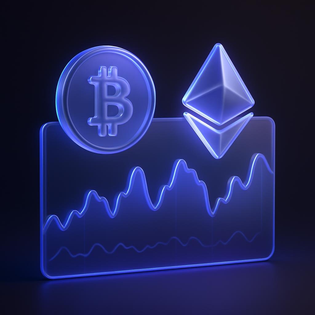 Visualize market volatility with a graph showing Bitcoin and Ethereum price swings.