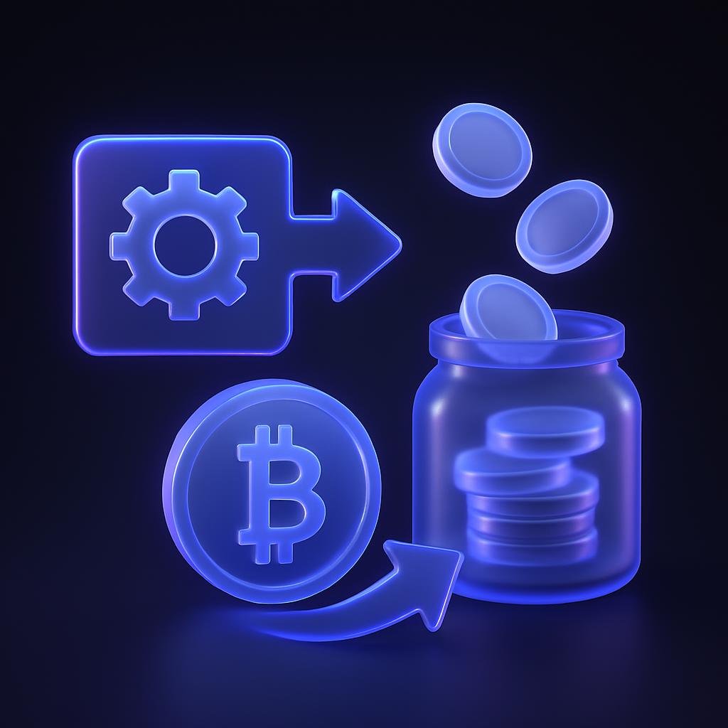 Illustrate the concept of crypto auto invest with a simple diagram showing automated investment process.