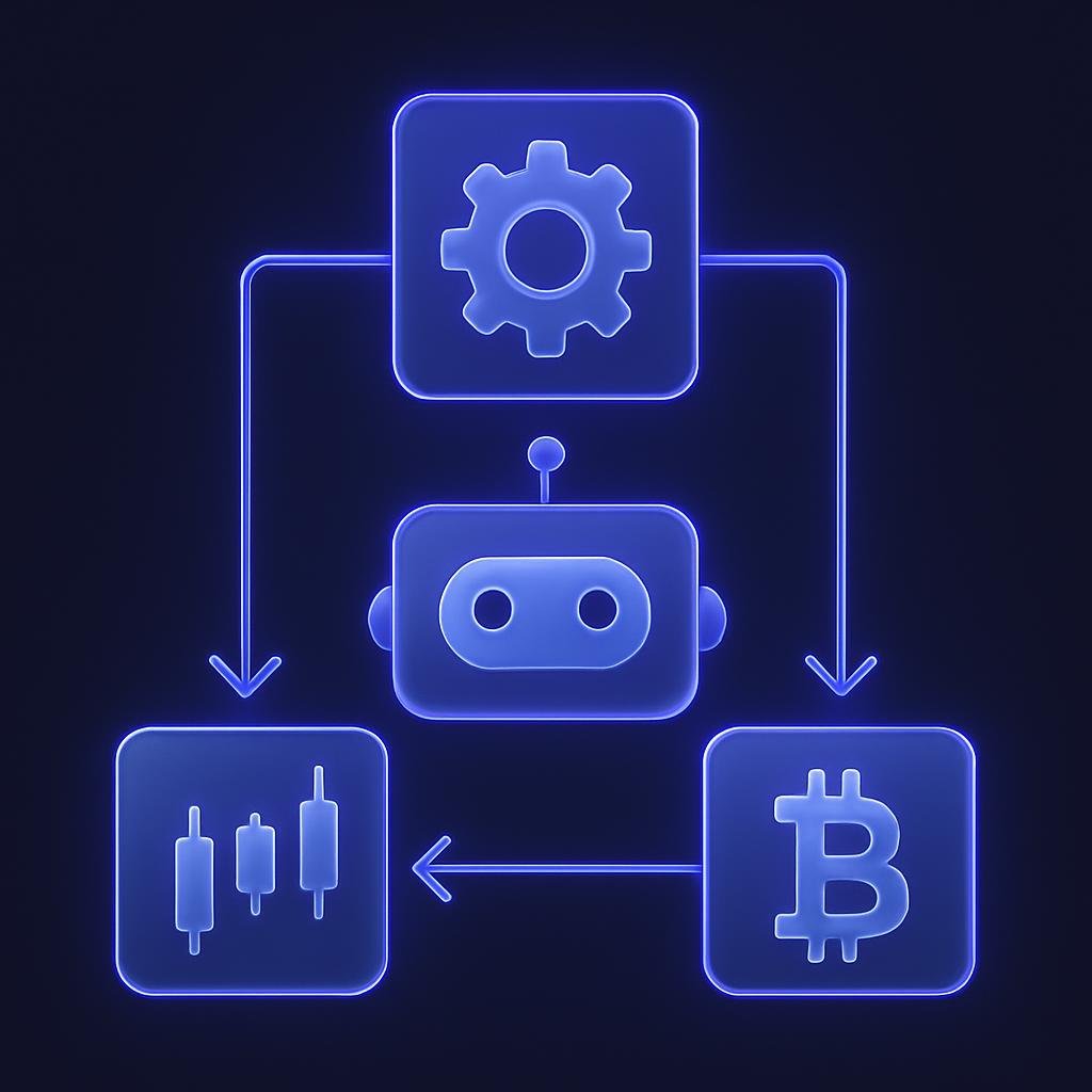 Illustrate automated crypto investing concept with a flowchart