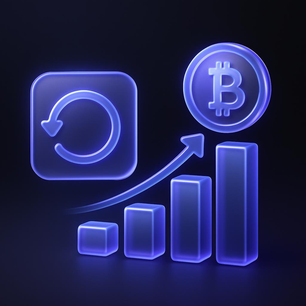 Illustrate the concept of crypto recurring investment with a graphic showing automatic purchases over time.