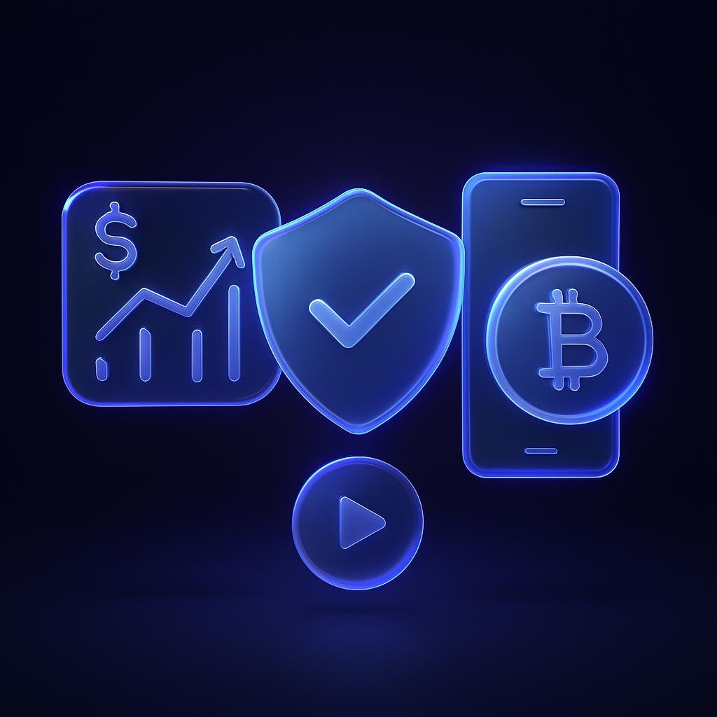 Visualize the benefits of crypto auto invest using icons or infographics for consistency, reduced risk, and convenience.