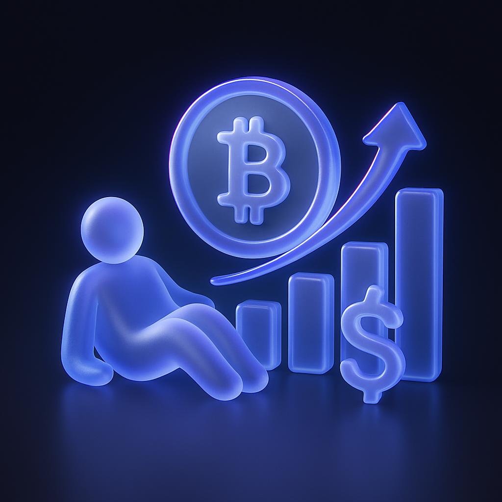 Visual representation of passive crypto investment strategy concept.