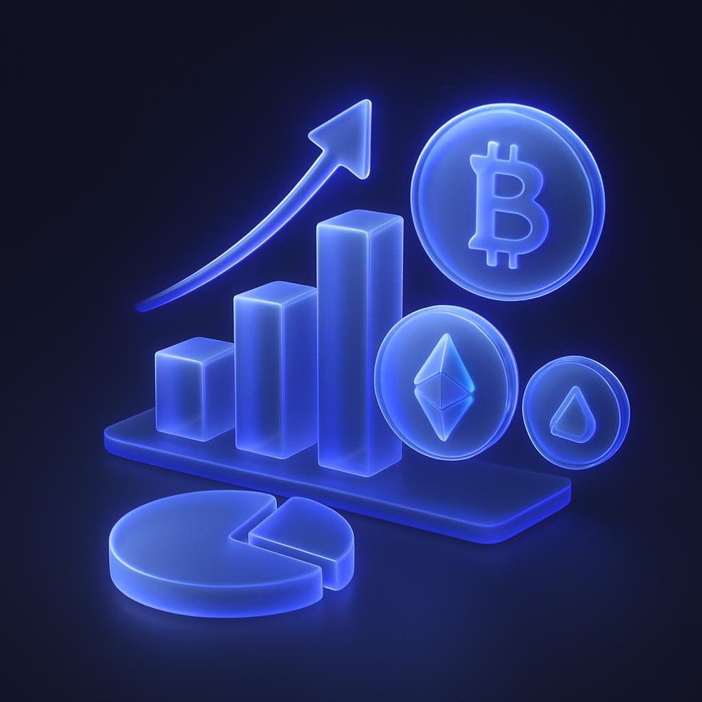 Illustration of a diversified crypto portfolio strategy concept