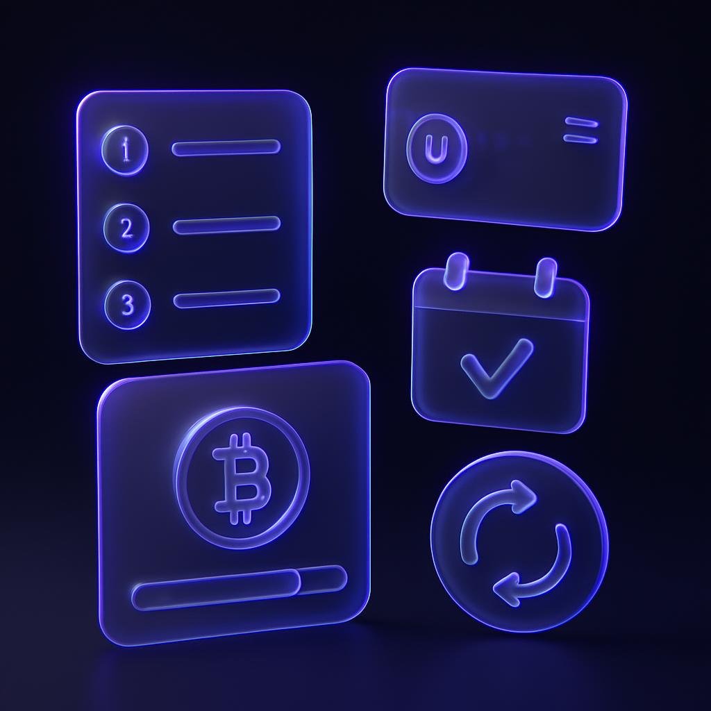 Illustration of steps to set up a crypto recurring investment on Bitunix.