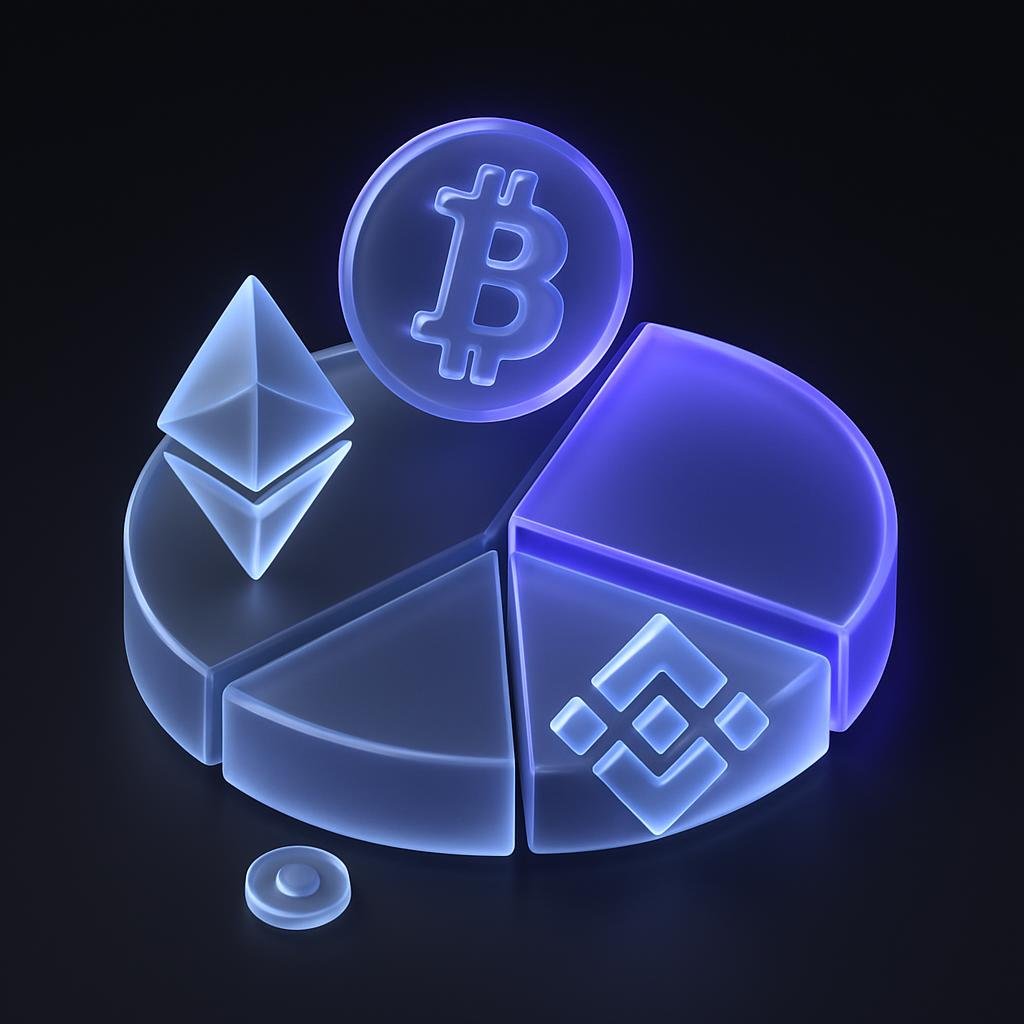 Visual of a diversified crypto portfolio pie chart.