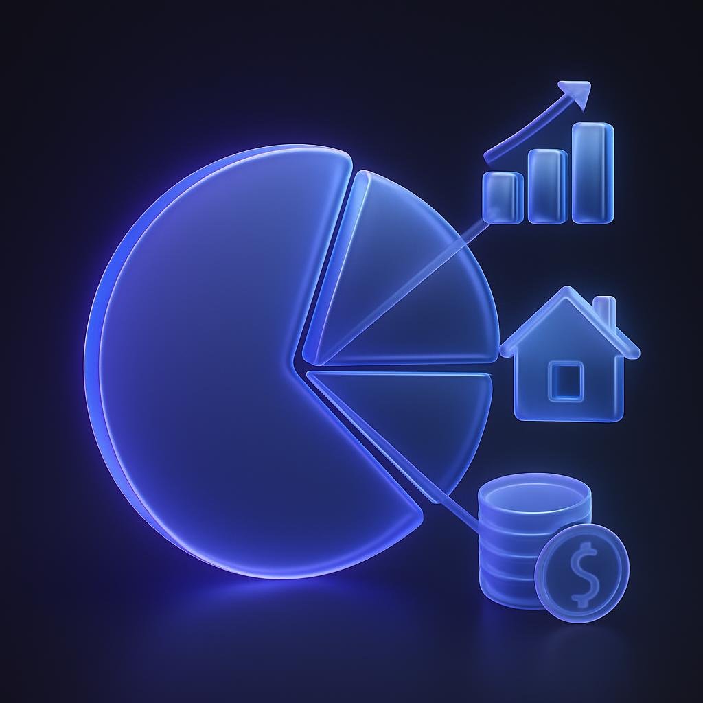 Illustrate the concept of diversification with a diagram showing asset distribution.