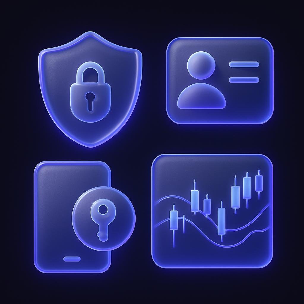 Visual representation of Bitunix's security features and tools like 2FA, KYC, Bollinger Bands, and MACD.