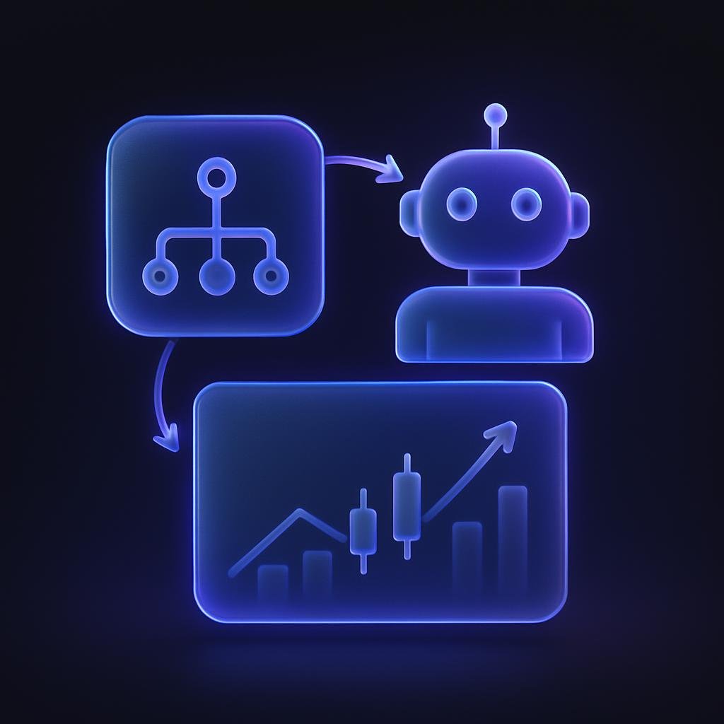 Visual representation of how APIs and trading bots work in automated investing.