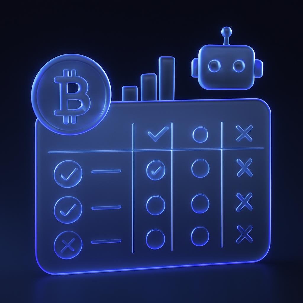 Comparison table of automated crypto investing platforms.