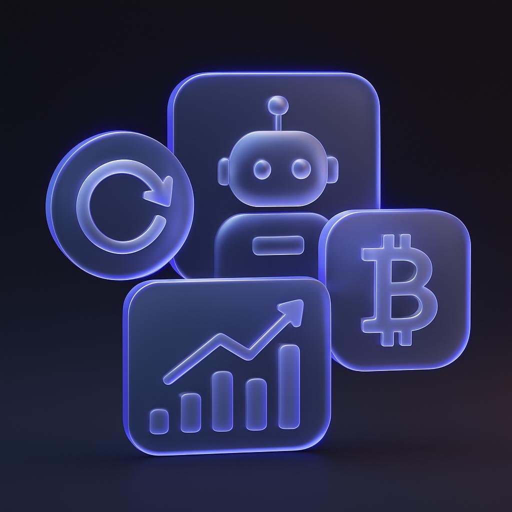 Visualize the benefits of automation in crypto trading with icons or infographics.