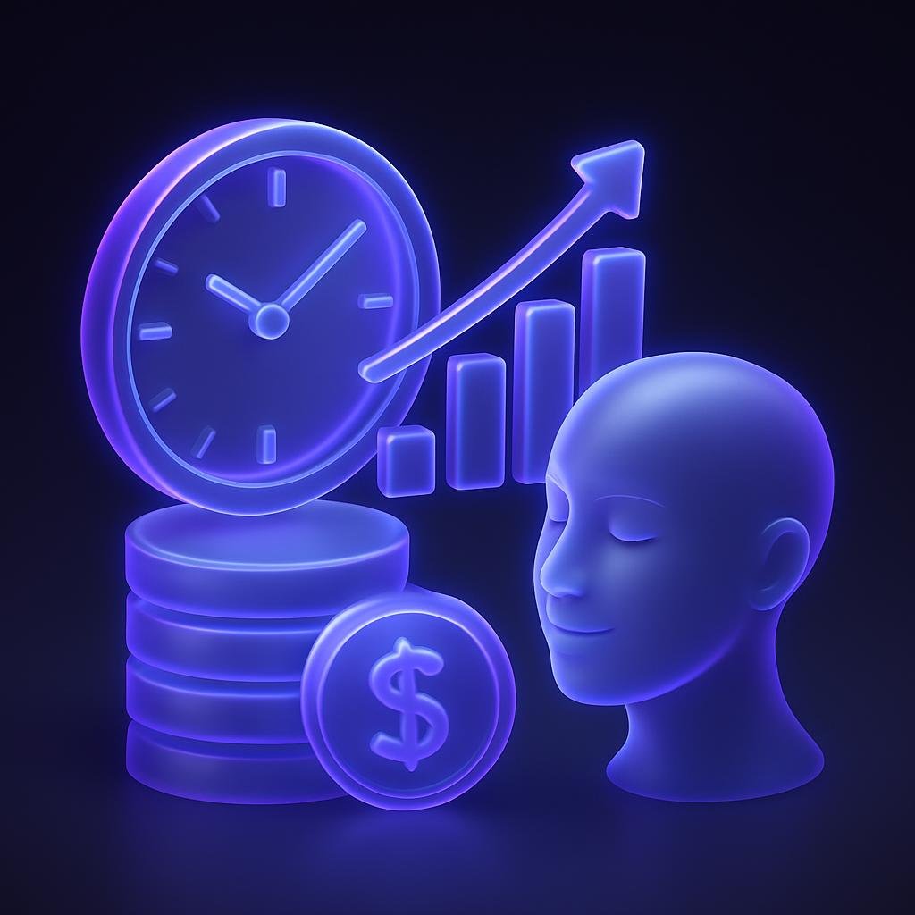 Depict the benefits of long-term holding, such as time savings and reduced stress.