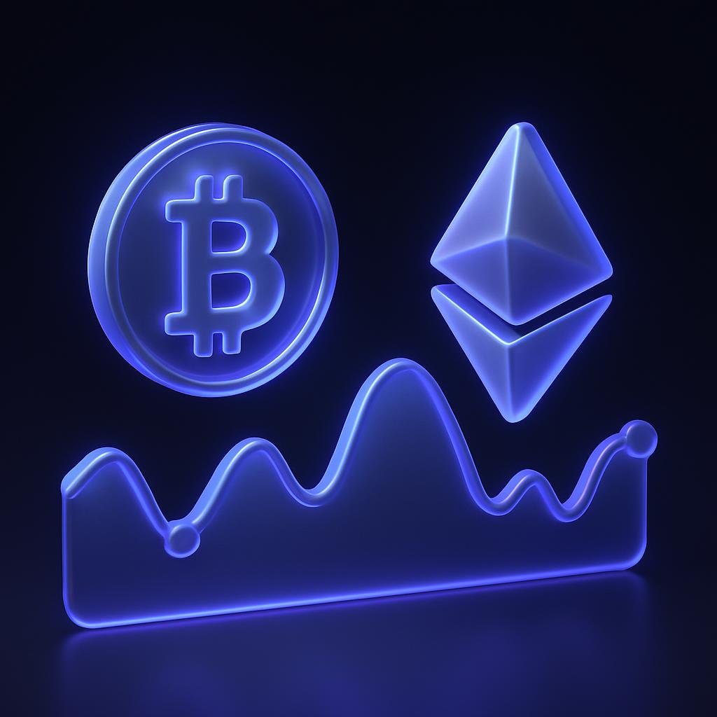 Visual representation of Bitcoin and Ethereum price volatility to highlight DCA benefits.