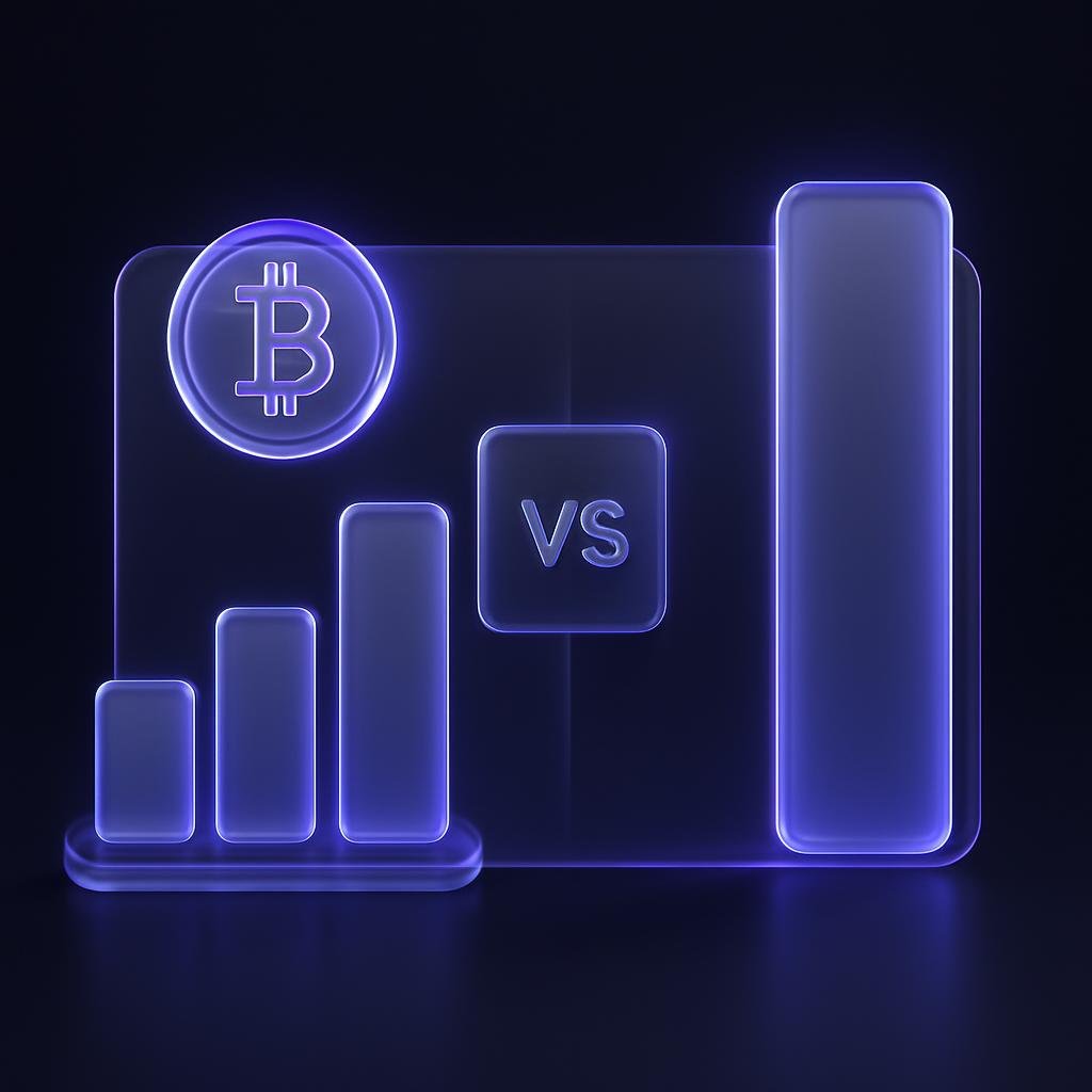 Illustrate the concept of Crypto DCA vs Lump Sum Investing with a comparison chart.