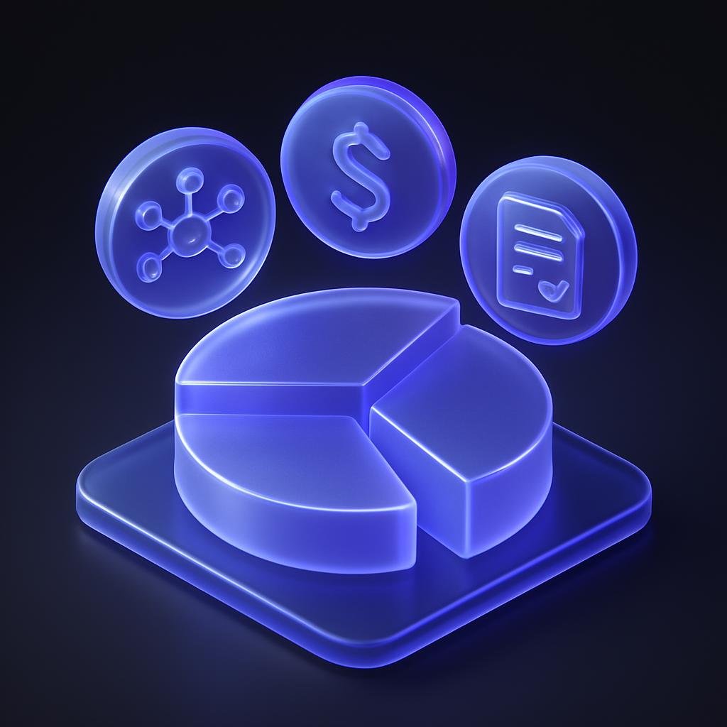 Diagram of a multi-coin portfolio showing different sectors like DeFi and smart contracts.