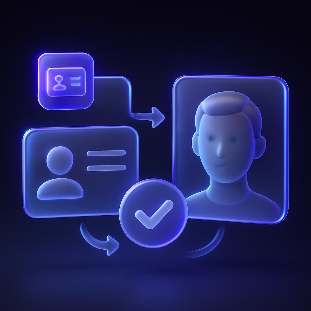 Diagram of the KYC verification process, including ID and selfie upload.