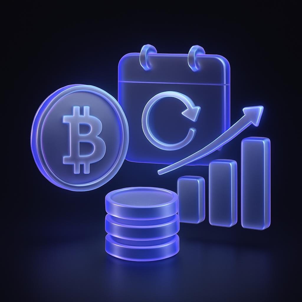 Visual representation of the benefits of crypto recurring investment to break up text and highlight key points.