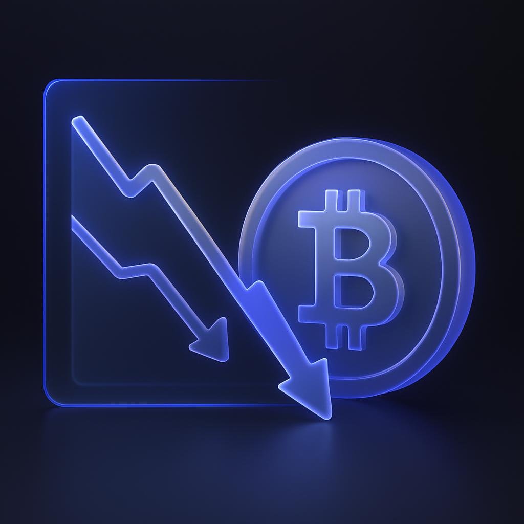 Illustrate Bitcoin's price drop from its all-time high to current levels.