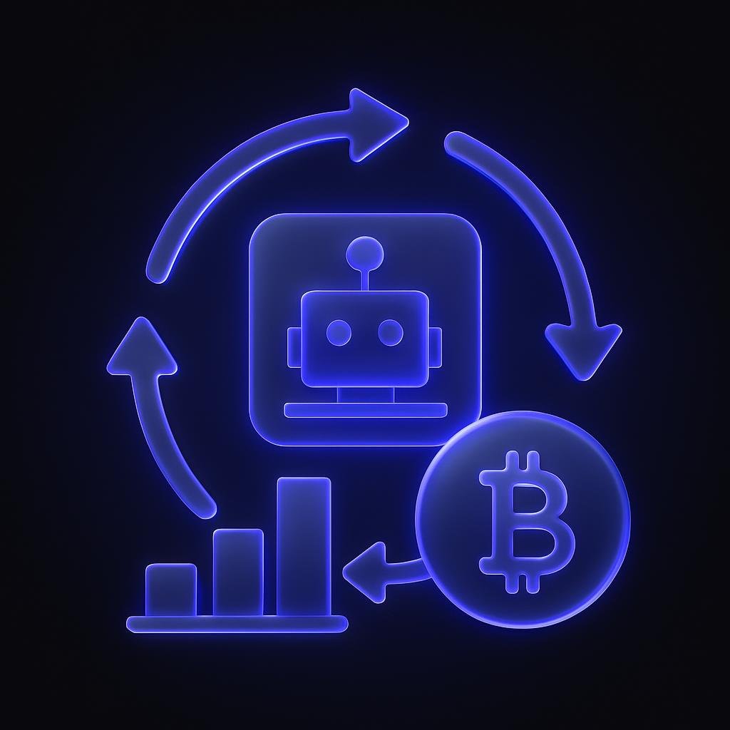 Illustrate the concept of spot auto invest crypto with a diagram showing automated investment cycles.