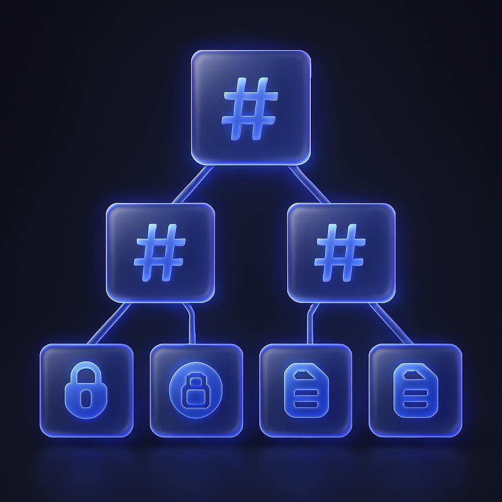 Diagram of Merkle tree structure used in PoR.