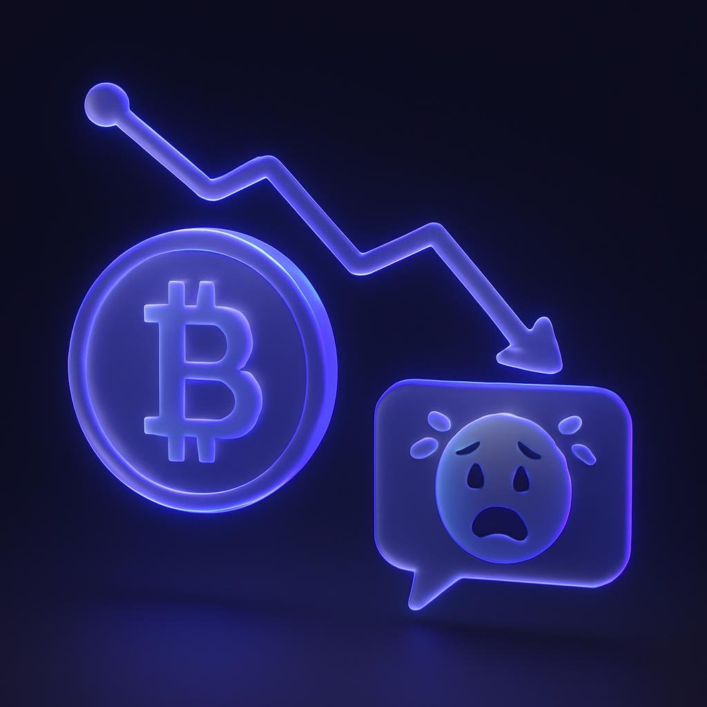 Show a visual of Bitcoin's price drop from its all-time high to illustrate market panic.