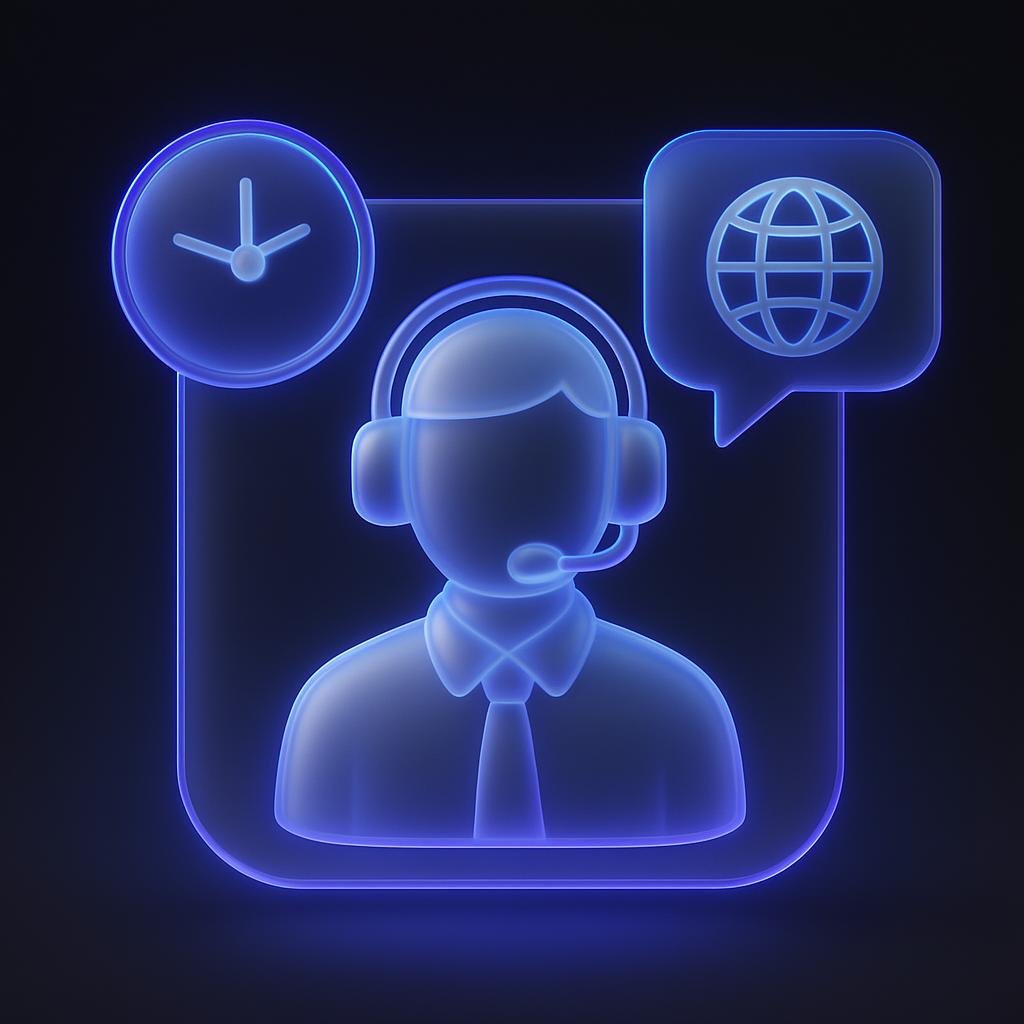 Visual representation of Bitunix customer support features like 24/7 availability and multilingual support.