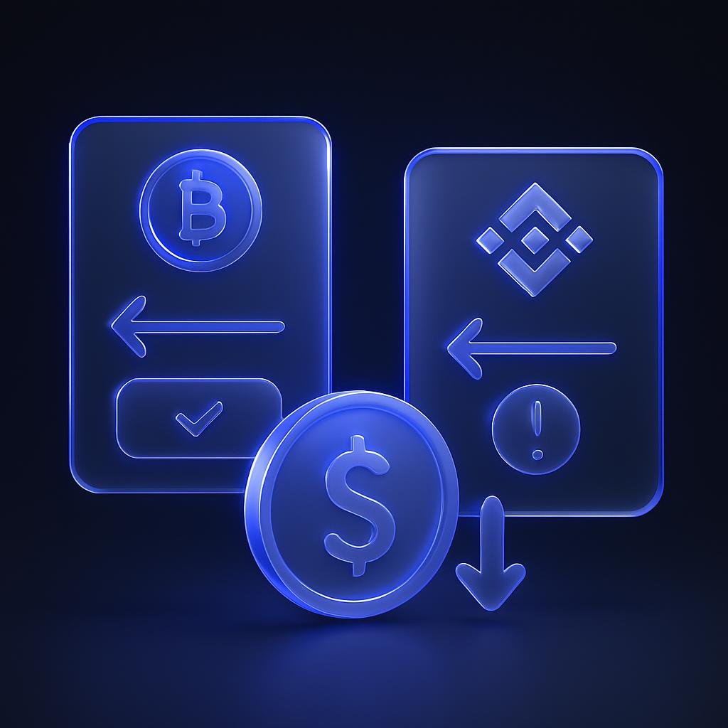 Visual comparison of Bybit and Binance withdrawal statuses and impacts.
