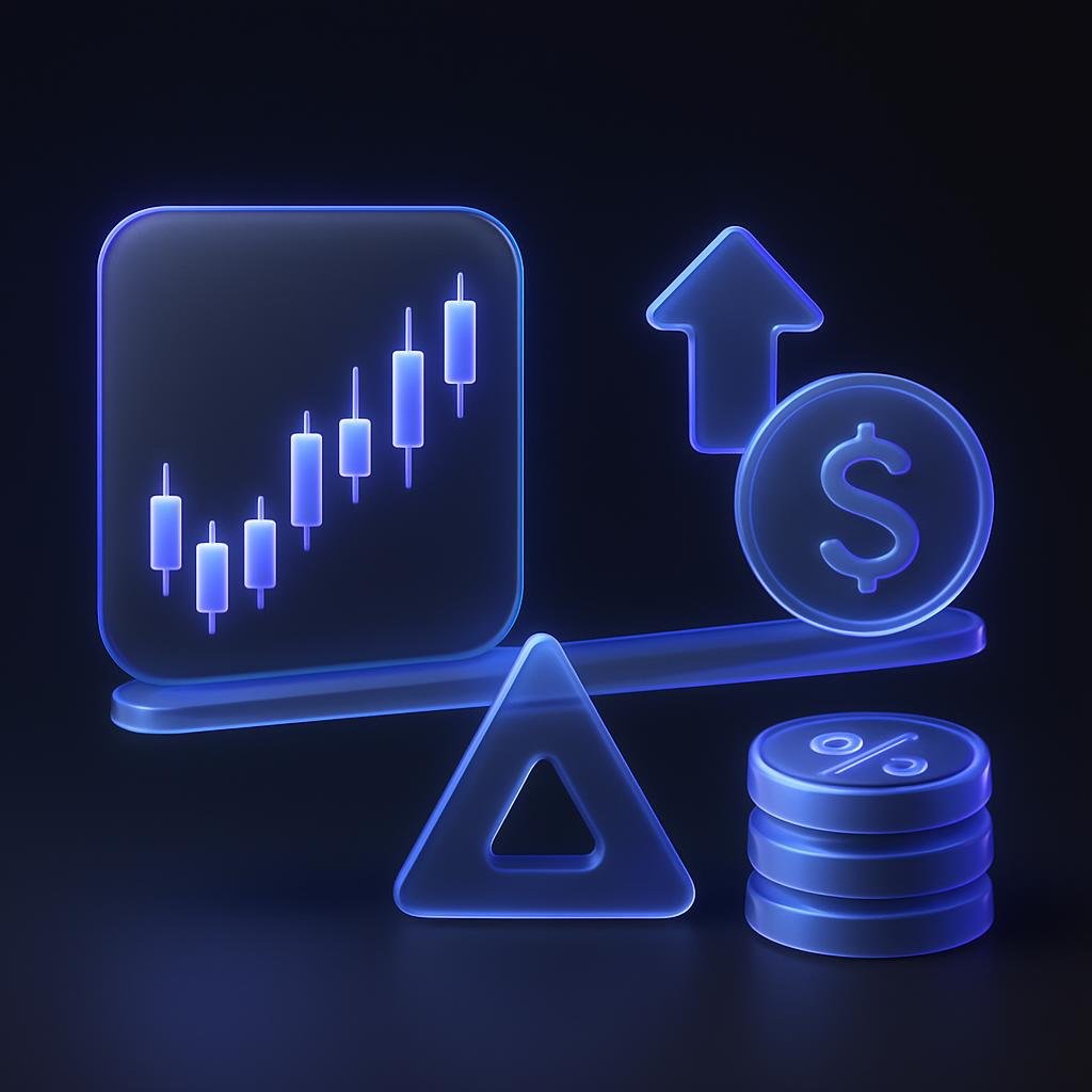 Depict trading leverage mechanics and fee model.