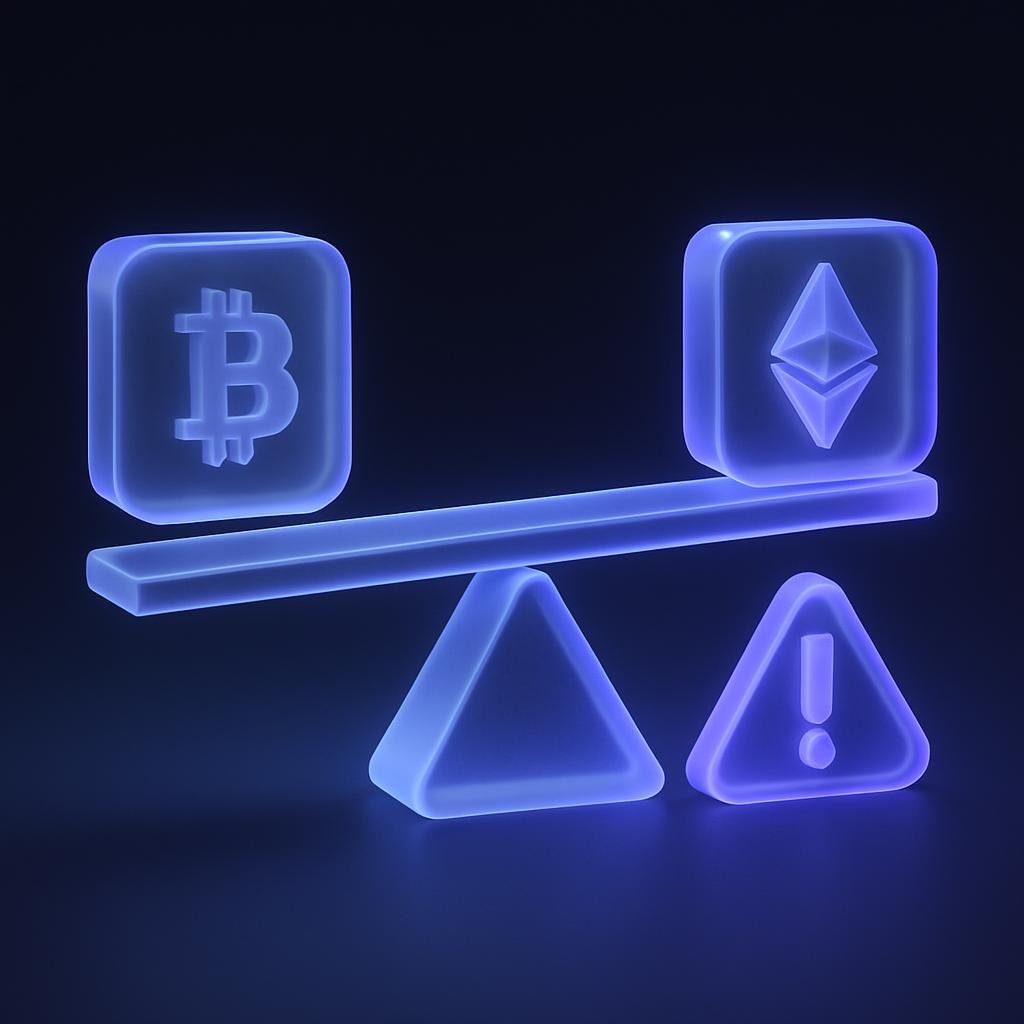 Graphic showing leverage options and associated risks on BTC/USDT and ETH/USDT pairs.